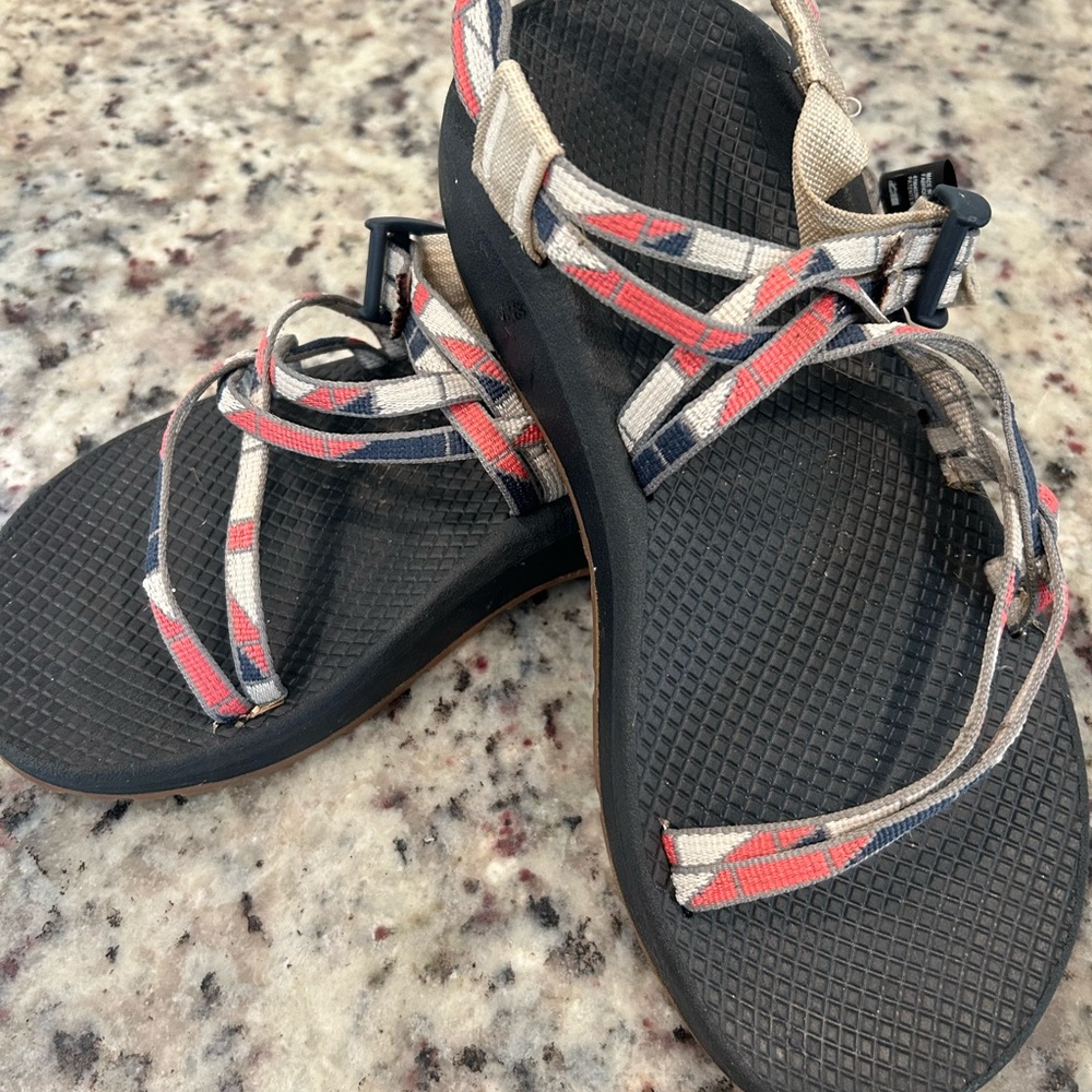 Chaco Black and Red Sandals with Adjustable Straps